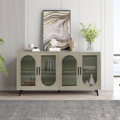 Antique Gold 60" TV Stand with Storage & Adjustable Shelves for TVs Up to 65"
