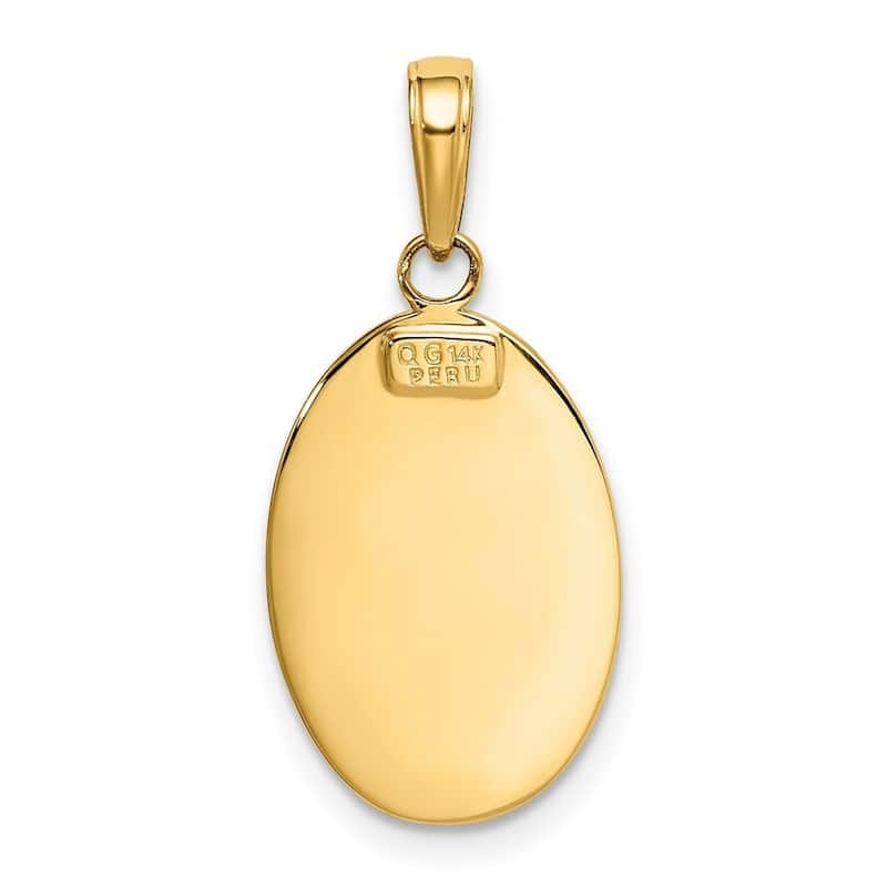 Curata 14k Yellow Gold 18" Solid Textured Polished Saint Christopher Medal Pendant Necklace