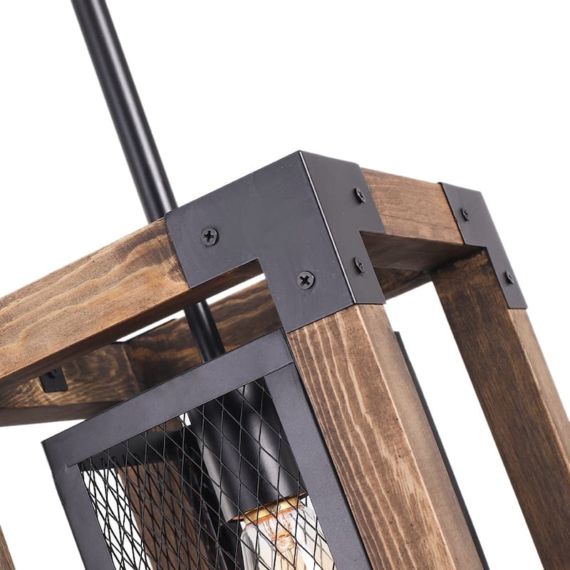 Single Square Farmhouse Pendant Light - Wood, 8 in - Black