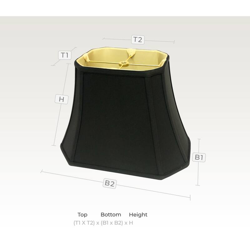 Royal Designs Rectangle Cut Corner Lamp Shade, Black with Gold, (6x8)x(9x14)x10.5