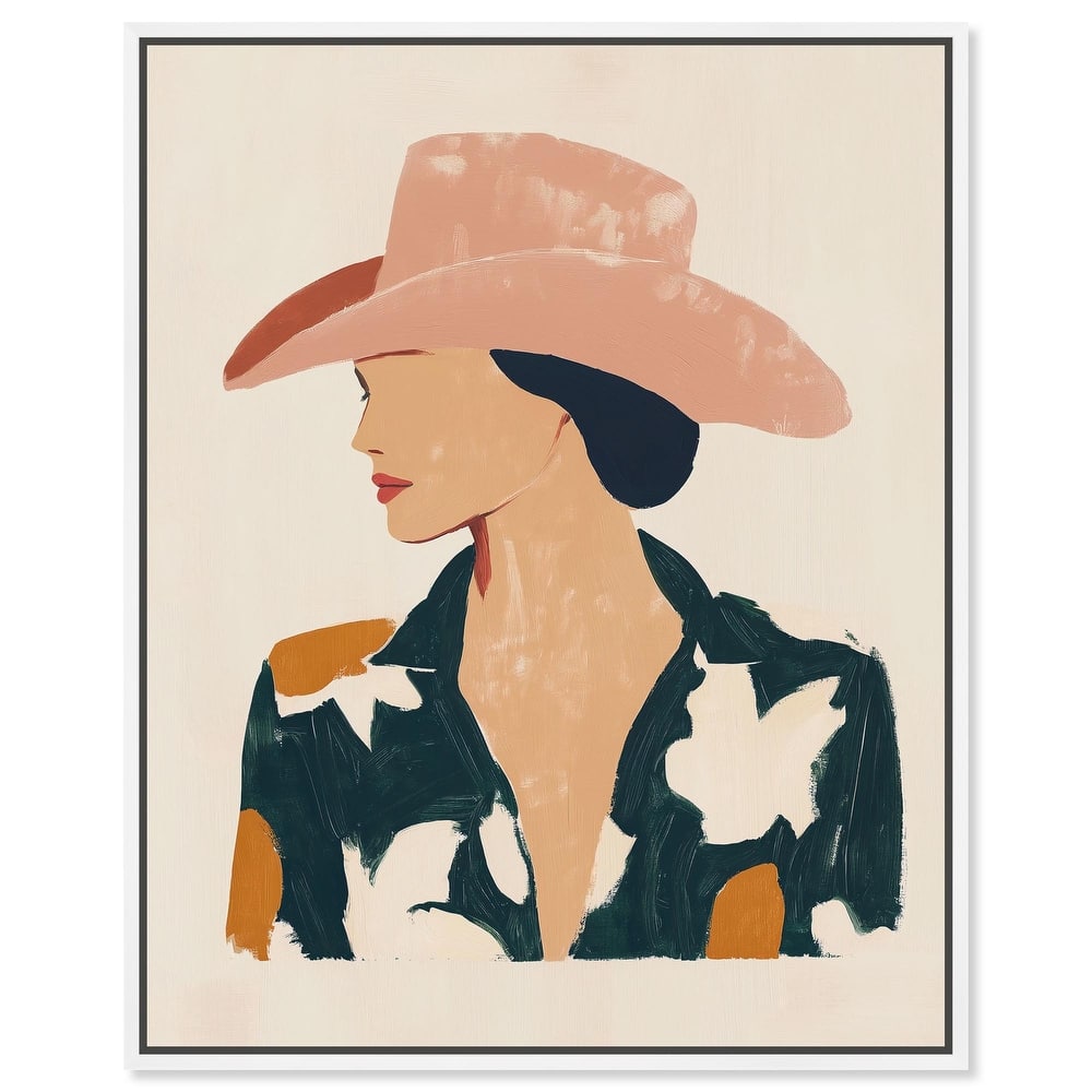 Woman in the Pink Hat Canvas by Art Remedy