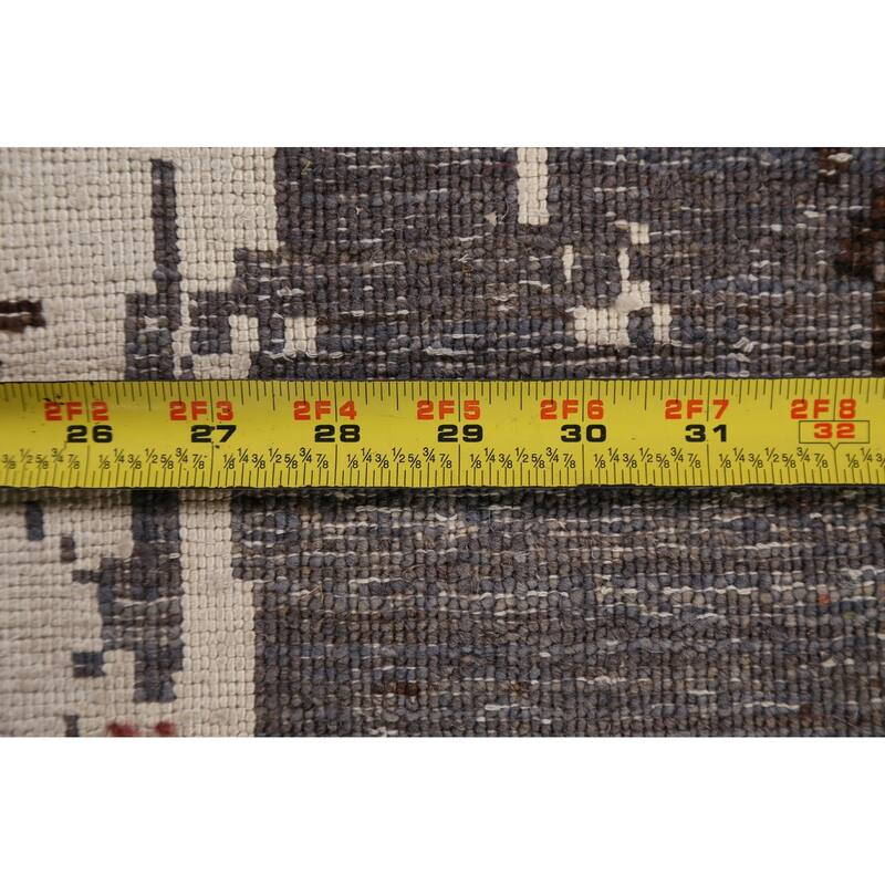 Wool/ Silk Modern Vegetable Dye Abstract Oriental Runner Rug Handmade - 3'0" x 12'3"