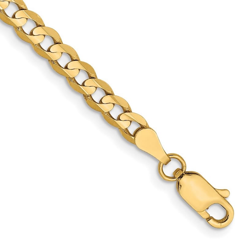 Curata 10k Yellow Gold 3.8mm Open Concave Curb Chain Bracelet Options: 7" 8" 9"