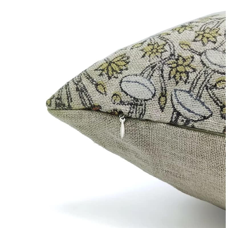 Linen Boho Block print pillow Cover - Pishta