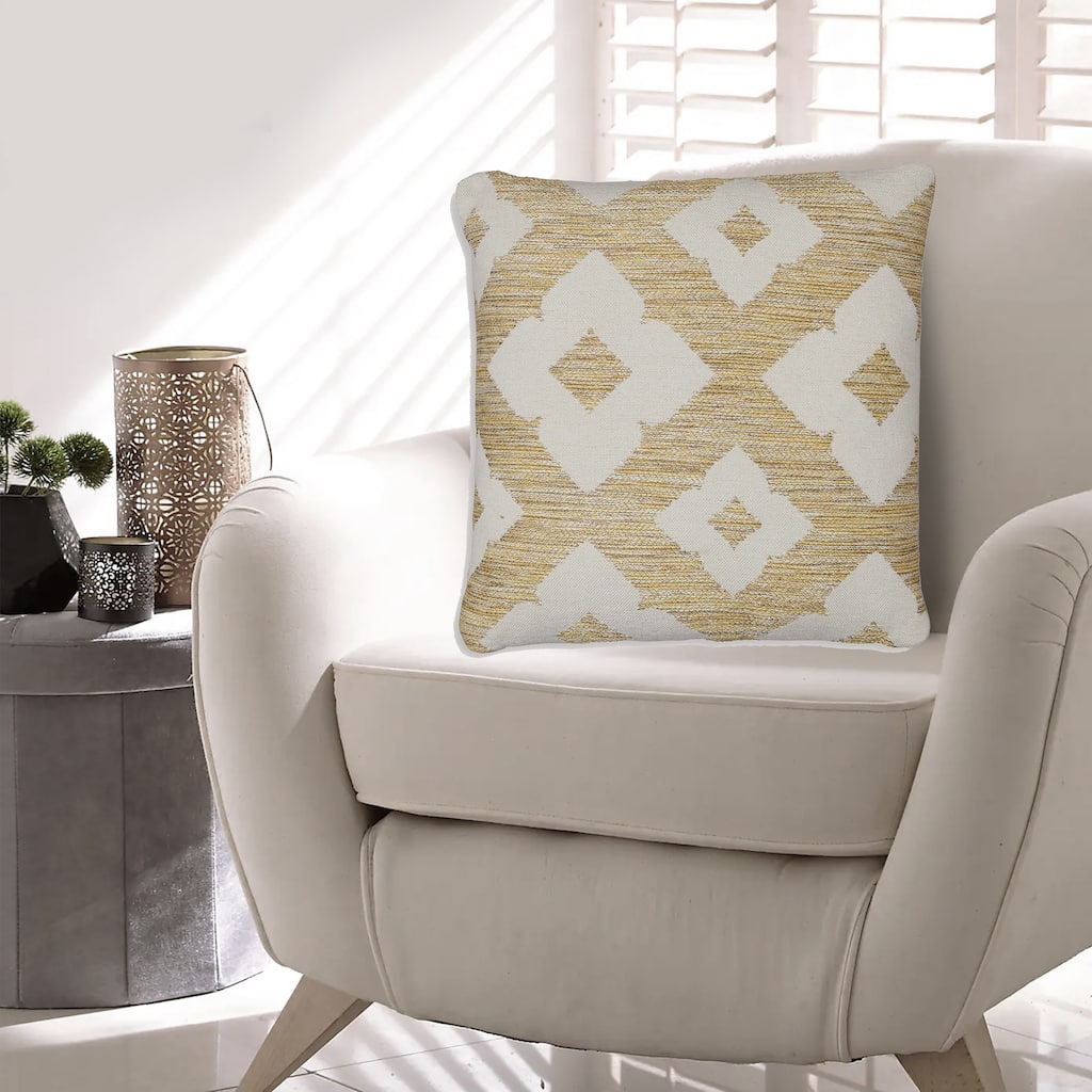 Neyr 18 Inch Throw Pillow Set of 4, Indoor Outdoor, Yellow White Floral