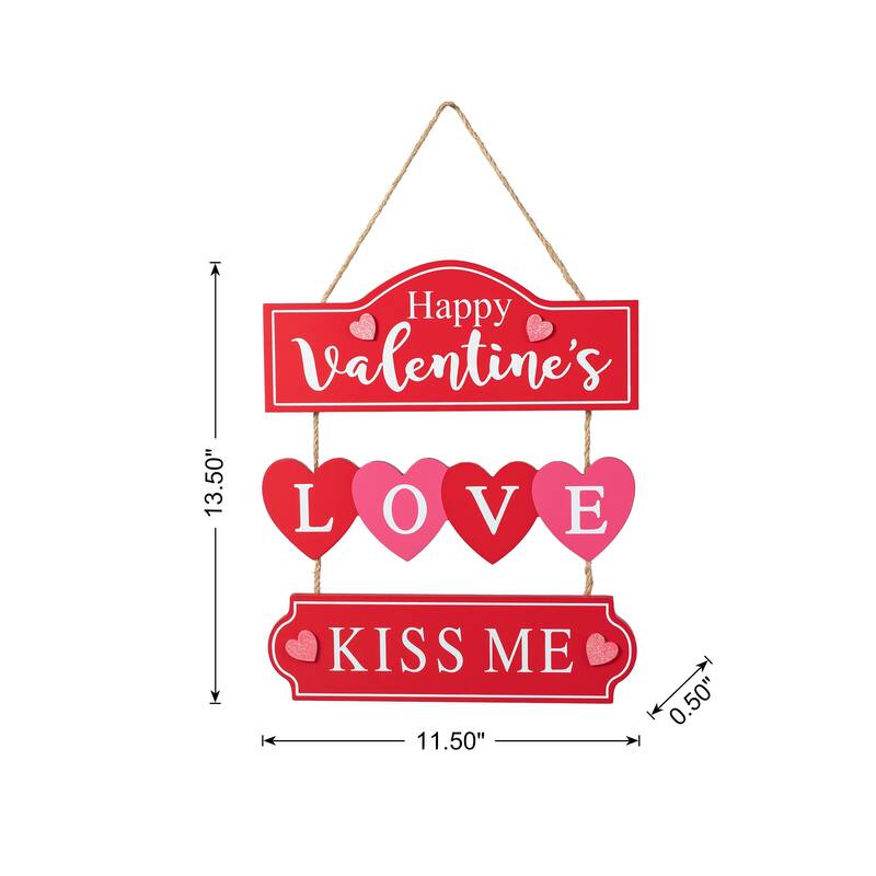 Glitzhome 13.50"H Valentine's Wooden LOVE Word Sign Door Hanger