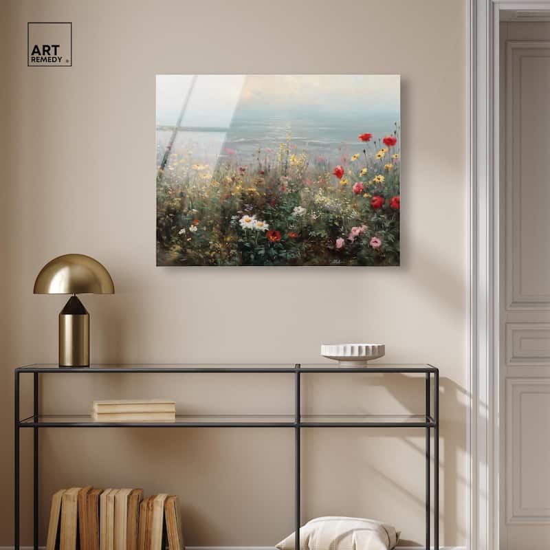 Misty Ocean Field I Acrylic by Art Remedy, Ready to Hang