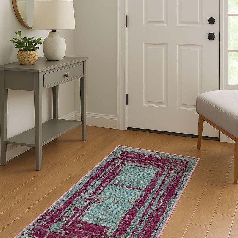 HERAT ORIENTAL Turkish Modern Erased Design Wool & Silk Rug - 2'7" x 4'11"