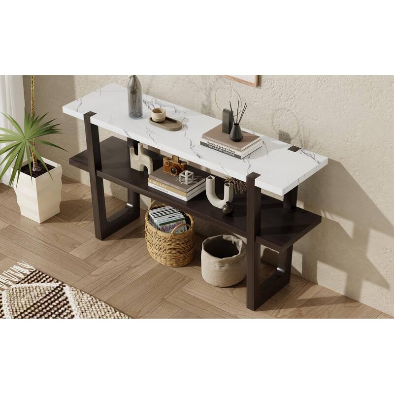 Retro Entryway Table with Open Shelf