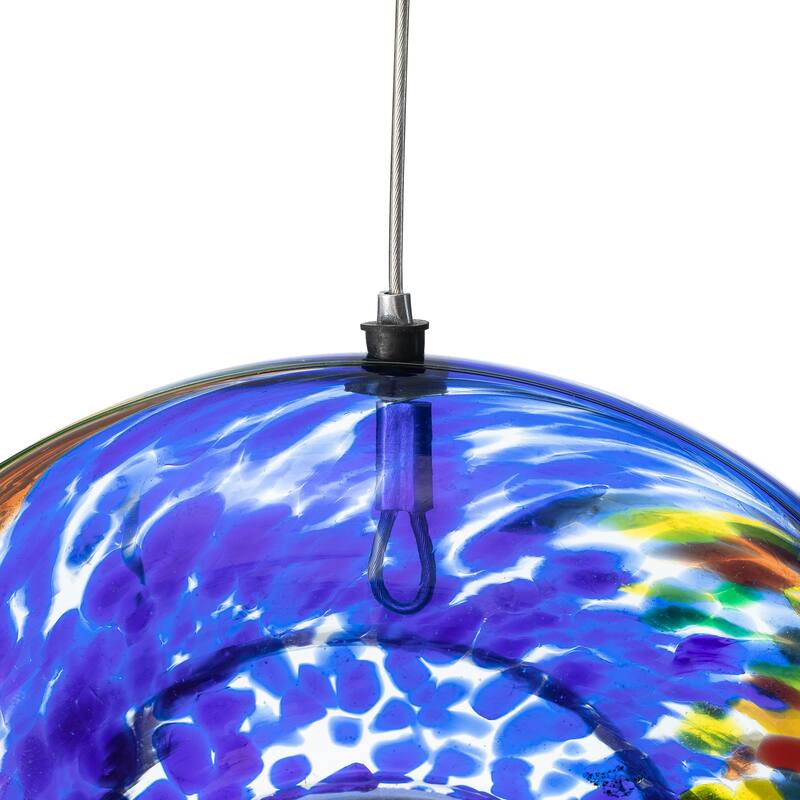 Glitzhome Round Hanging Multi-Color Mosaic Birdfeeder