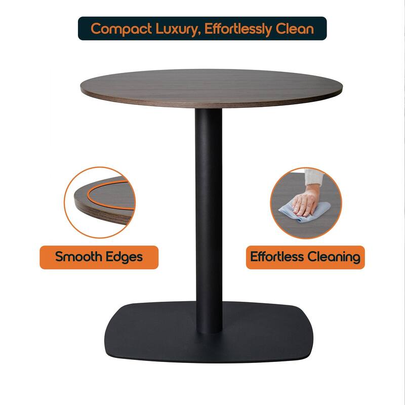 Vail Square Dining Table with 36 in. MDF Tabletop in Black Stainless Steel Square Base Accent Kitchen Table