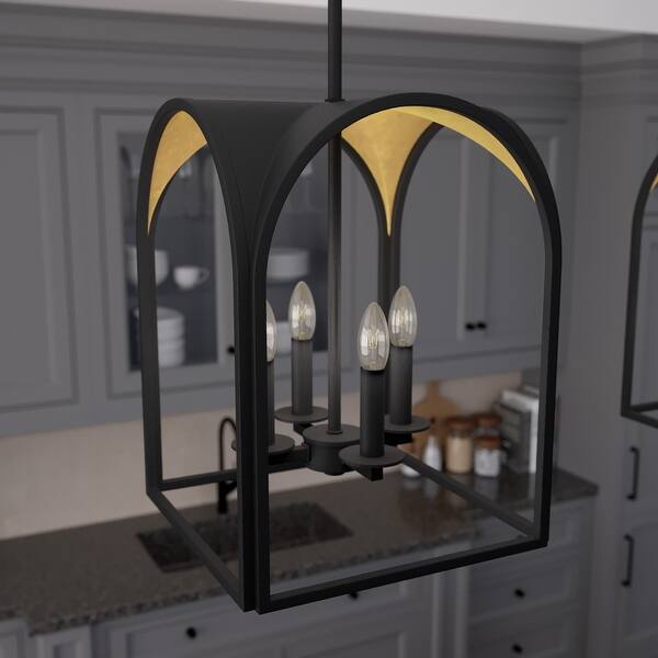 slide 2 of 19, Hunter 12" Dukestown 4-Light Pendant - Kitchen Island, Dining Room, Entry - Contemporary, Industrial, Transitional Natural Iron/Gold Leaf