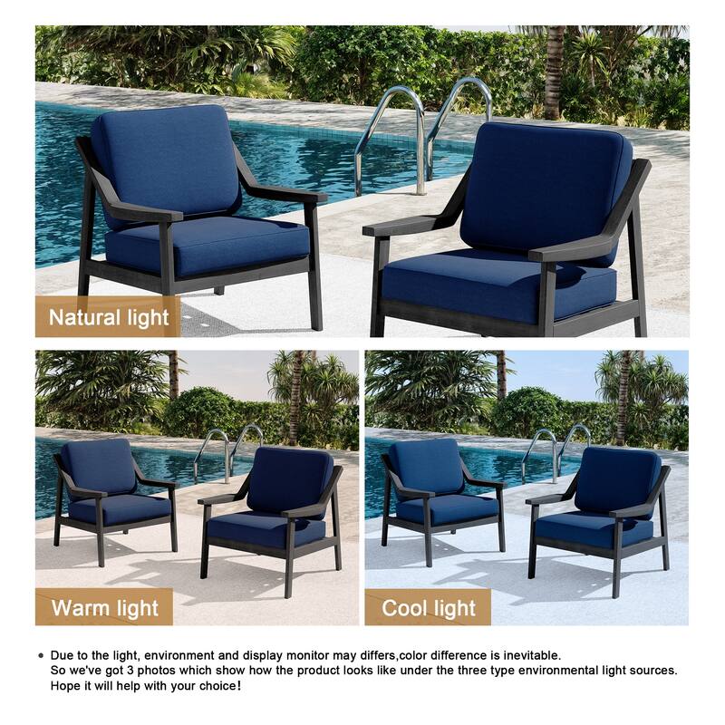 Outdoor Patio Club Chair Arm Lounge Cushion Chair (Set of 2)