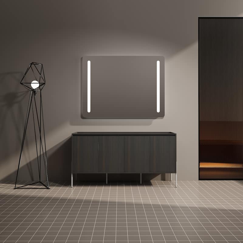 GDFStudio - Bristol Modern Freestanding Bathroom Vanity Cabinet with 2-Soft Closing Doors, Buffer Damping, Sink NOT INCLUDED - 60" - Dark Oak