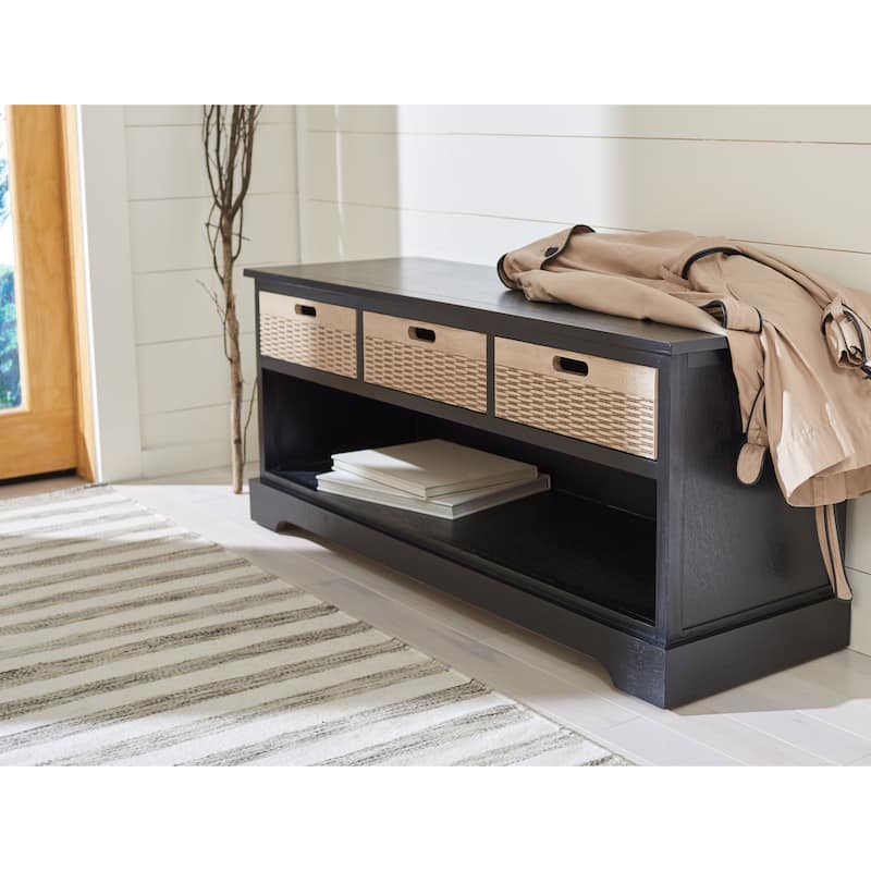 SAFAVIEH Landers 3-Drawer Bottom Shelf Storage Bench - 47.3" W x 15" L x 19" H