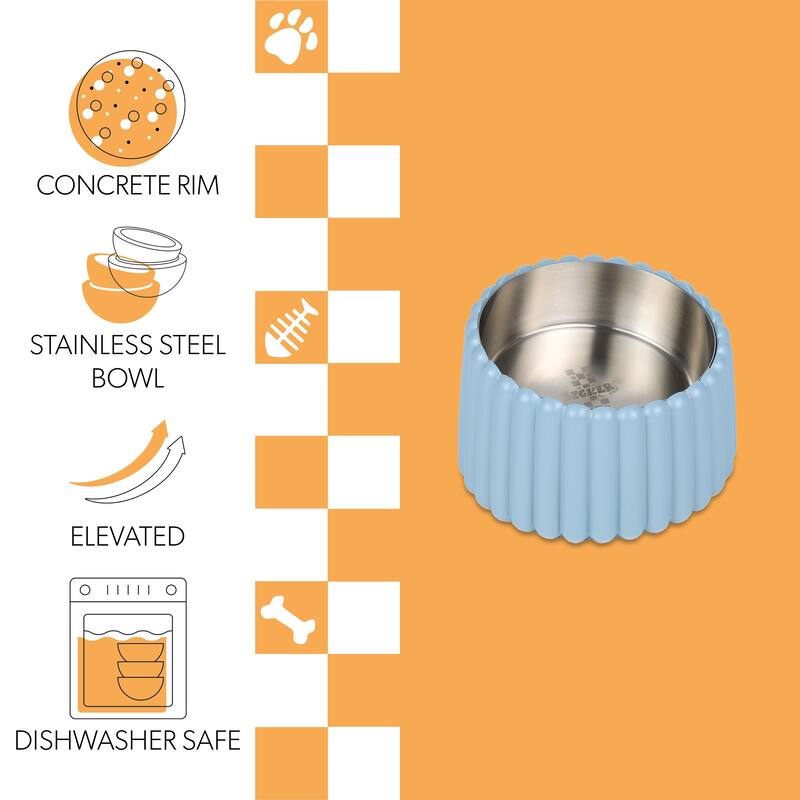 Intersecta Concrete & Steel Pet Feeder - 16oz with Metal Stand