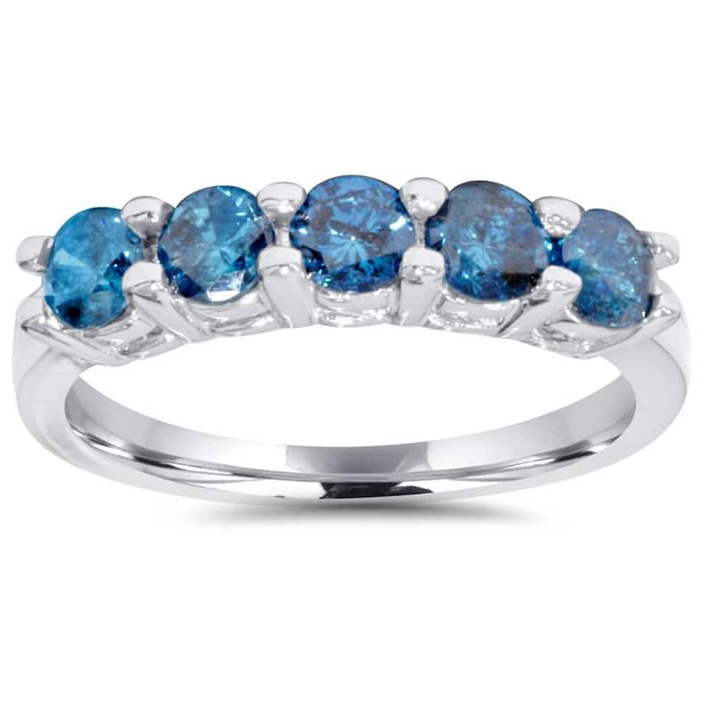 1/2ct Blue Diamond Wedding Ring White Gold