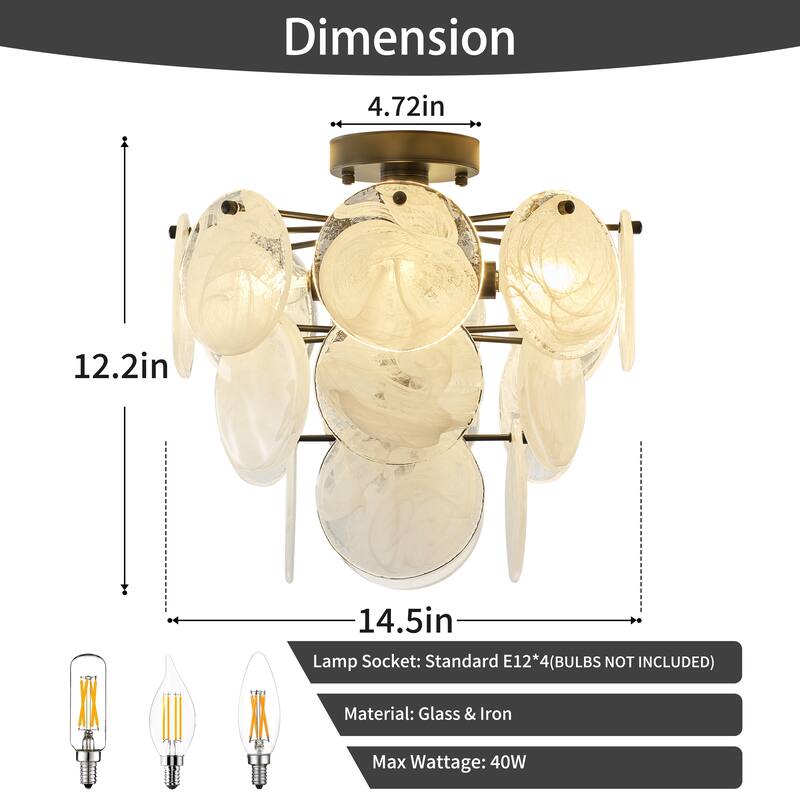 Starsky 4-Light Tiered Handcrafted Textured Glass Flush Mount