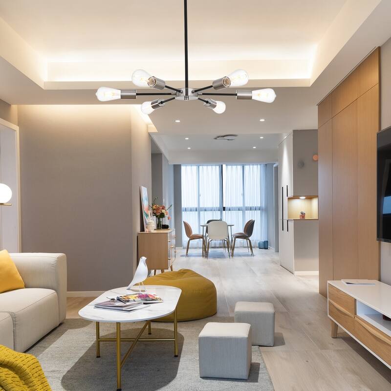 Modern Sputnik Chandelier 6 Lights Mid Century Ceiling Light