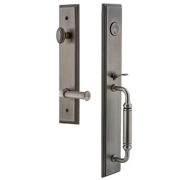 Grandeur CARCGRGEO_ESET_234_RH Carre Solid Brass Rose Right Handed Keyed Entry Single Cylinder Full Plate "C" Grip Handleset
