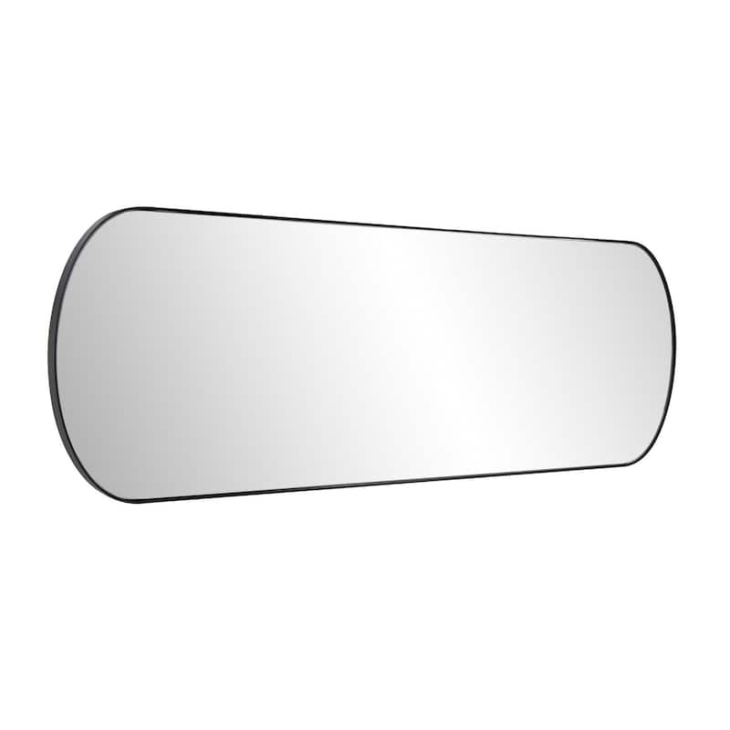 Allan Andrews Brushed Black Stainless Steel Framed Capsule Mirror - 42"H x 14"W