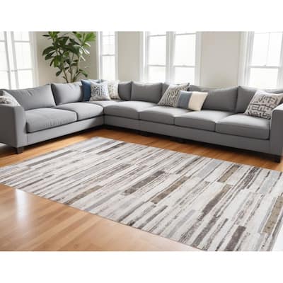Distressed Abstract Modern Stain Resistant Low Pile Durable Area Rug