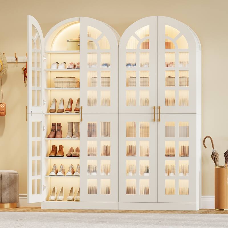 78-Inch Tall Shoe Cabinet with Acrylic Doors and Led Lights
