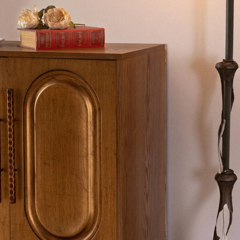 Modern Wood Sideboard Buffet Cabinet with 4 Doors, Adjustable Shelf Console Table for Dining Room or Entryway