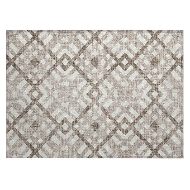 Machine Washable Indoor/ Outdoor Chantille Contemporary Trellis Rug