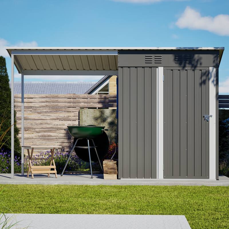 GDFStudio - Lucas All-Weather Outdoor Heavy Duty Metal Storage Shed with Robust Construction and Easy Assembly