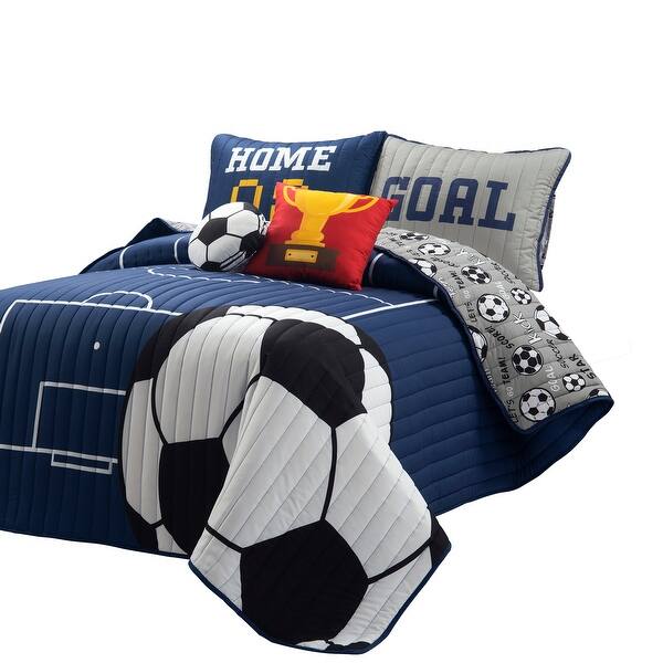 WeCozy Full Size Soccer Bed Sheet Set - 4 Piece With 14" Deep Pocket & 2 Pillowcases, Sport Themed Bedding For Kids & Teens