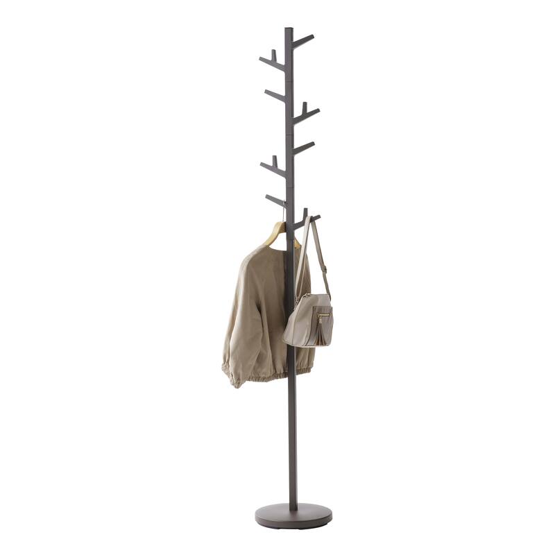 Yamazaki Home Coat Rack, Steel, Holds 26.4 lbs - L 11.02 x W 11.02 x H 69.29 inches - Brown