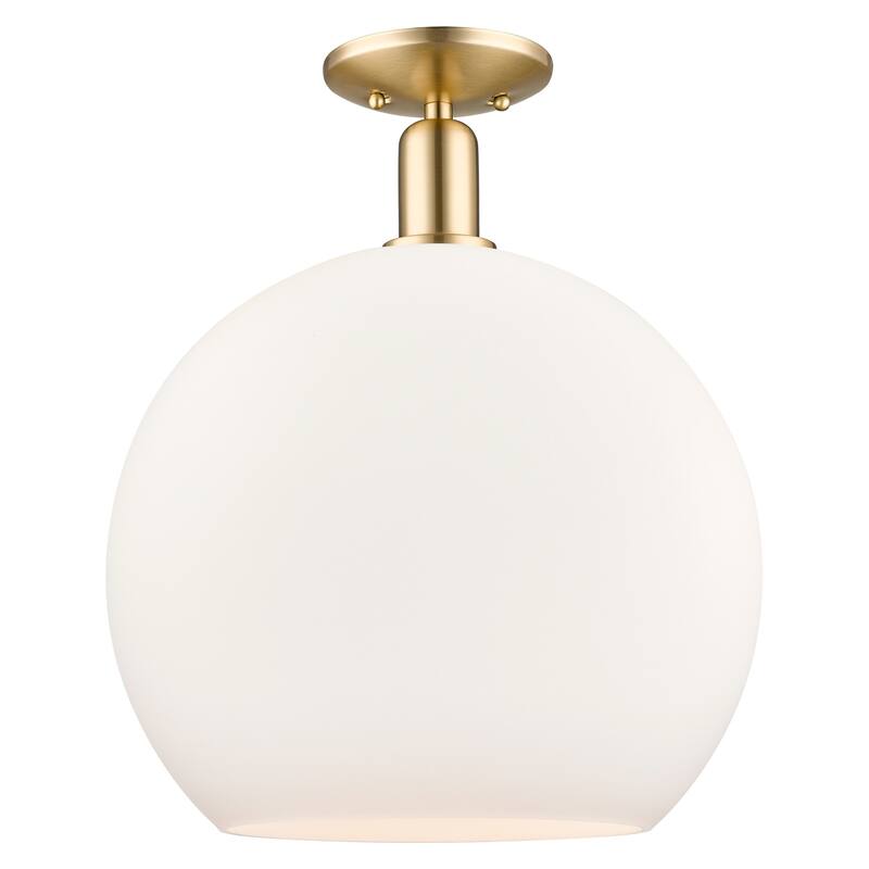 Innovations Lighting 716-1C-19-14 Athens Semi-Flush Athens 14" Wide - Champagne Bronze / Matte White