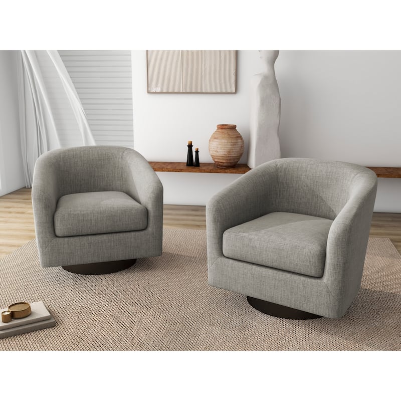 2 Set Round Barrel Chair 360-Degree Swivel Accent Chairs