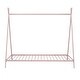 preview thumbnail 10 of 9, Pink Metal Twin House Bed Frame with Tent Design - Charming for Kids