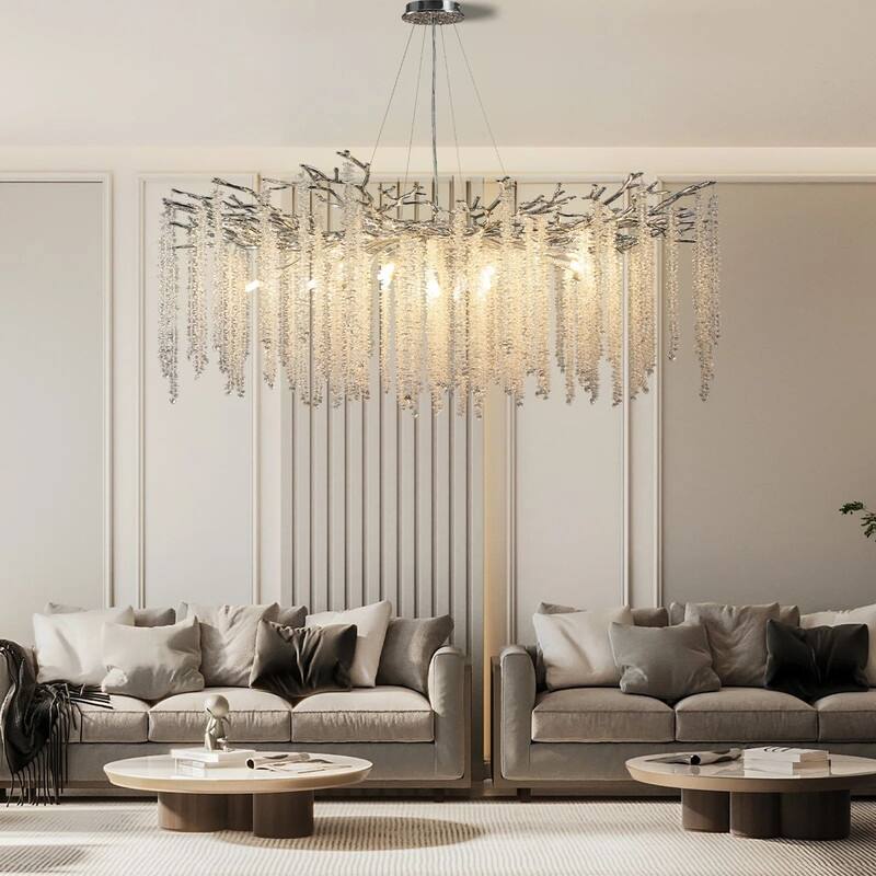 KAYLA 18-Light Crystal Chandelier, Luxury Round Tree Branches Chandelier