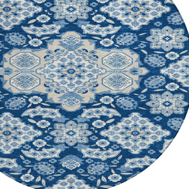 HomeRoots Medallion Traditional Rectangle Outdoor Rug