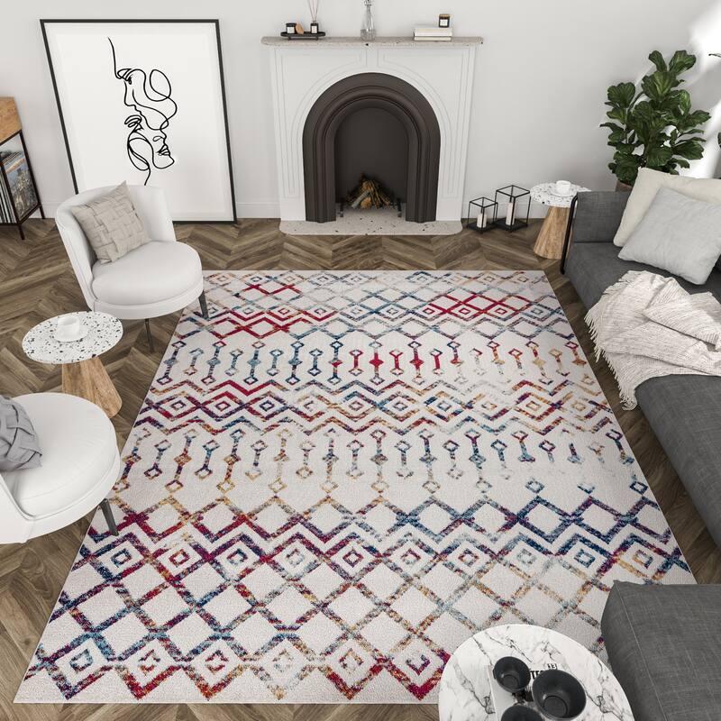 Gematria Moroccan Geometric Indoor Area Rug