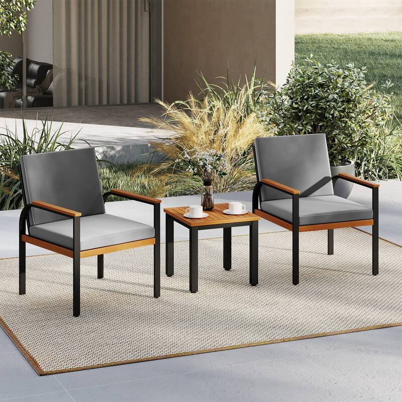 Costway 3 PCS Patio Furniture Set with Coffee Table Removable Cushions - See Details