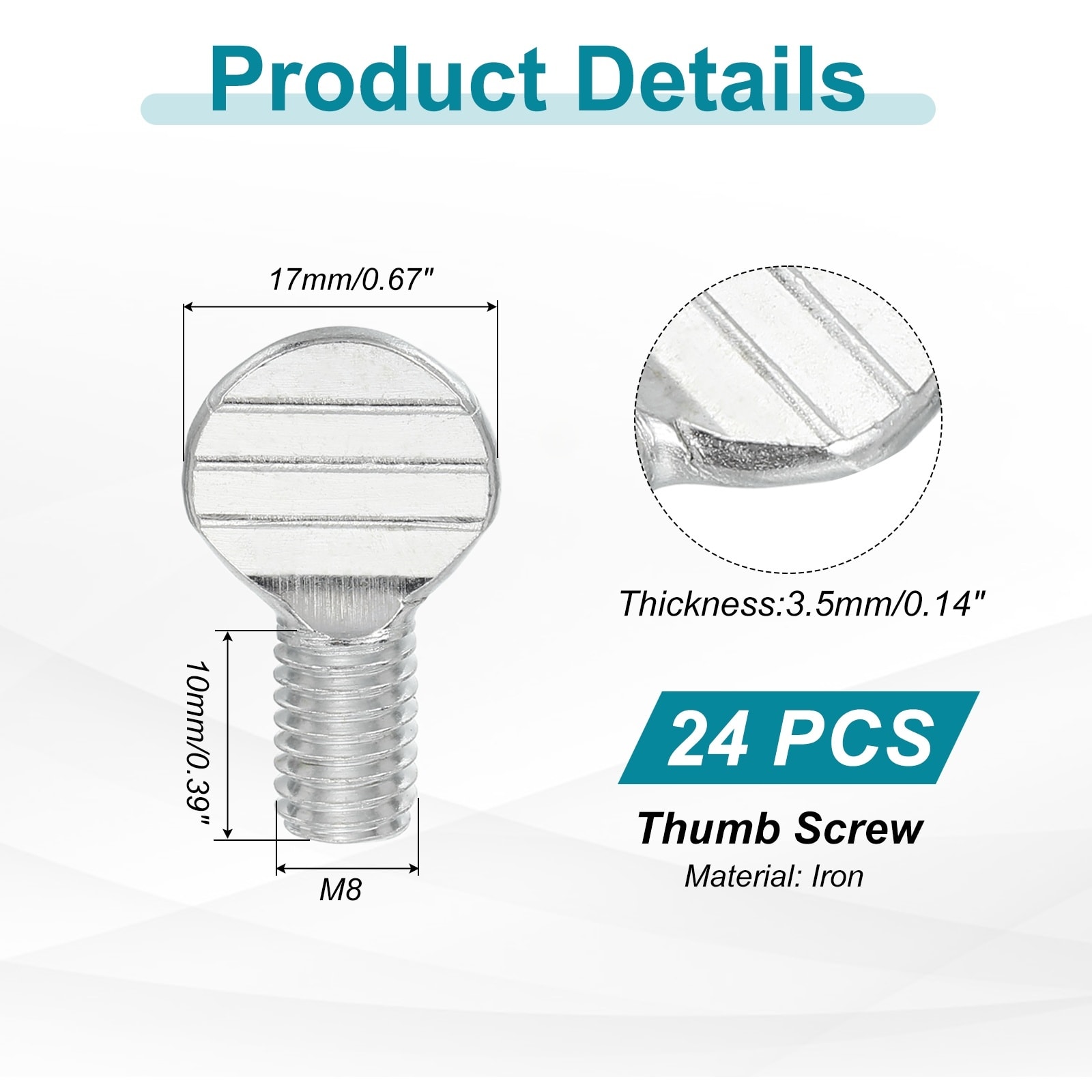 Thumb Screws, Solid Iron Spade Head Fully Thread Galvanized Finger Racket Screw Bolts Fasteners for Home, Electronic, Machine