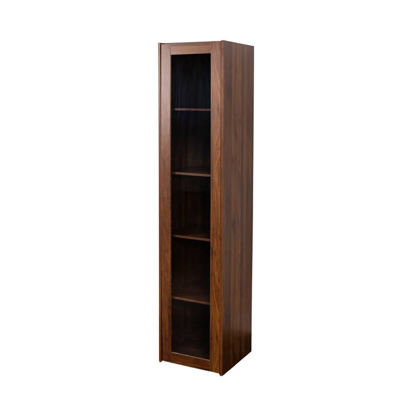 GDF Studio - Seinie Modern Display Cabinet with Glass Doors, Shelves, and LED Lighting - 5 Shelves