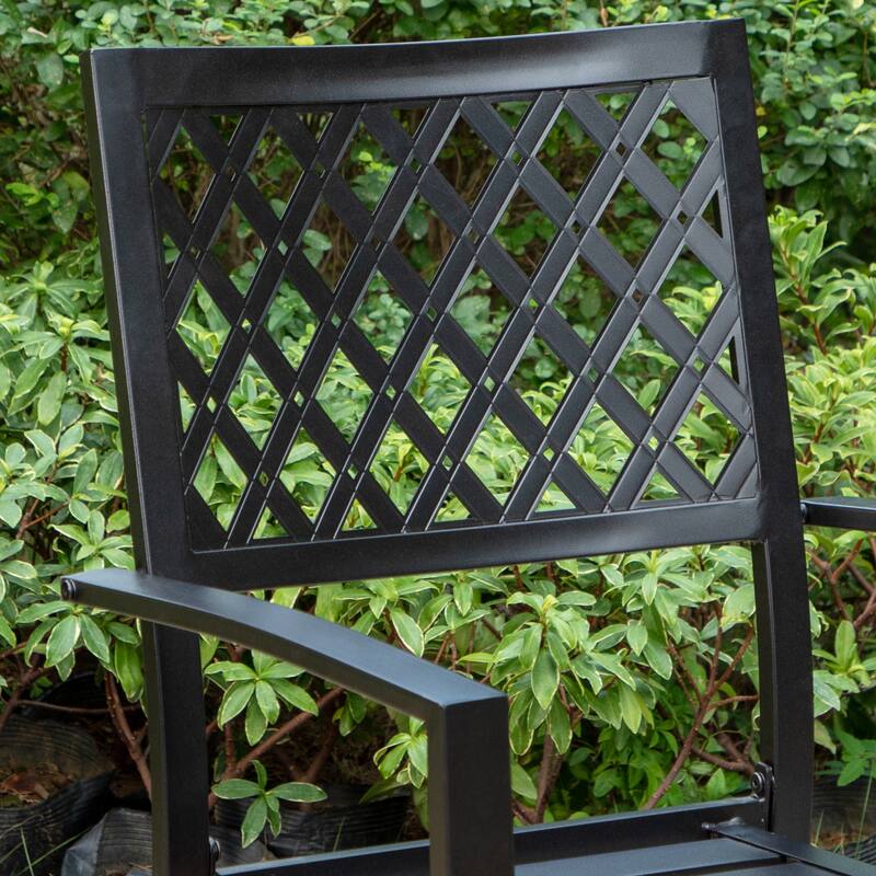 Patio E-coated Weather-resistant Stackable Dining Armchairs (Set of 2)
