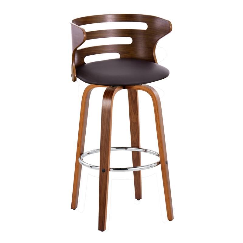 Carson Carrington Cranagh 30" Fixed-Height Bar Stool with Bent Wood Legs & Round Footrest (Set of 2)