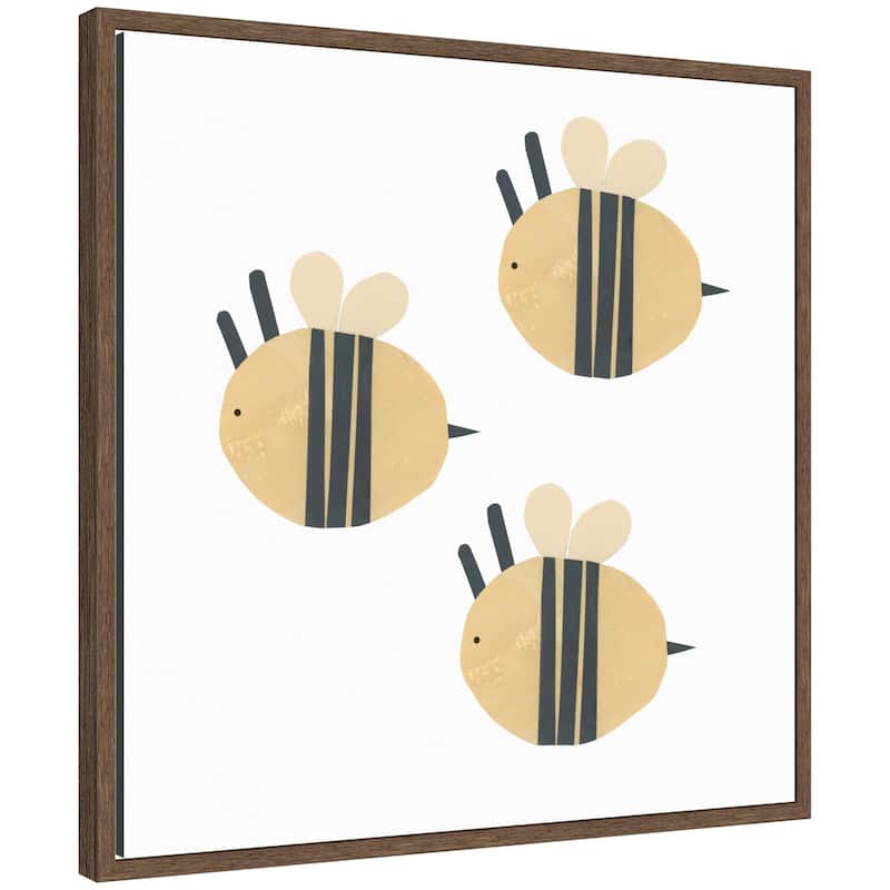 Kate and Laurel Buzzing Bees by Alicia Abla Framed Canvas Wall Art Print - 22x22 - Walnut