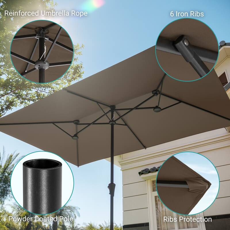 BONOSUKI 10 x 6.5Ft Double-Sided Patio Umbrella with Large Canopy Outdoor Table Umbrella for Garden and pool, Anthracite Gray