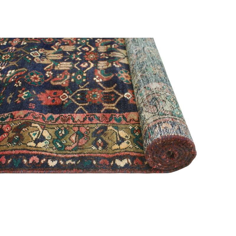 Fine Vintage Distressed Ashkan Navy/Brown Runner - 3'6" x 9'5"