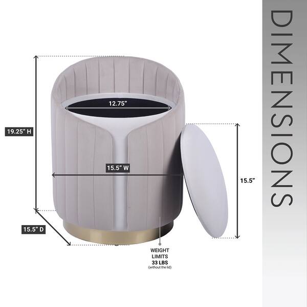 Two-Toned Ottoman with Storage or Vanity Stool, Taupe