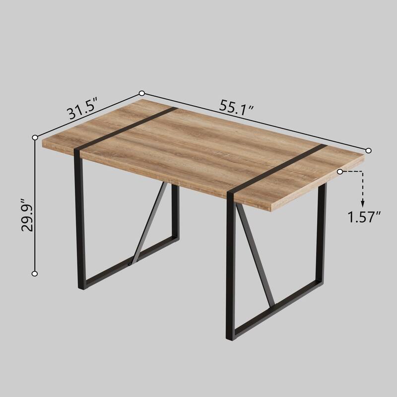 Modern 5-Piece Dining Set with Rectangular MDF Table & 4 PU Armless High Back Chairs