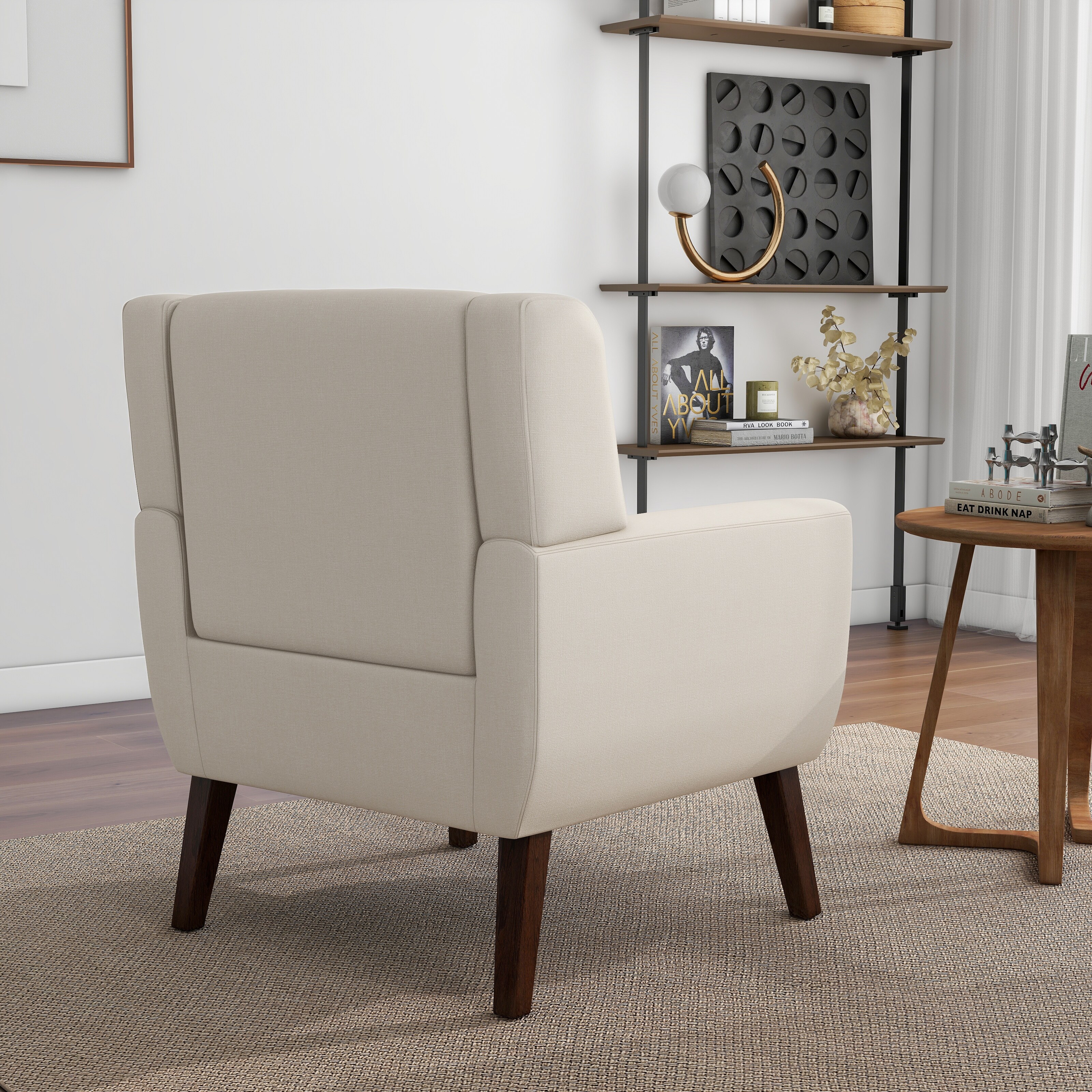 Modern Cotton Linen Upholstered Accent Chair for Living Room-image