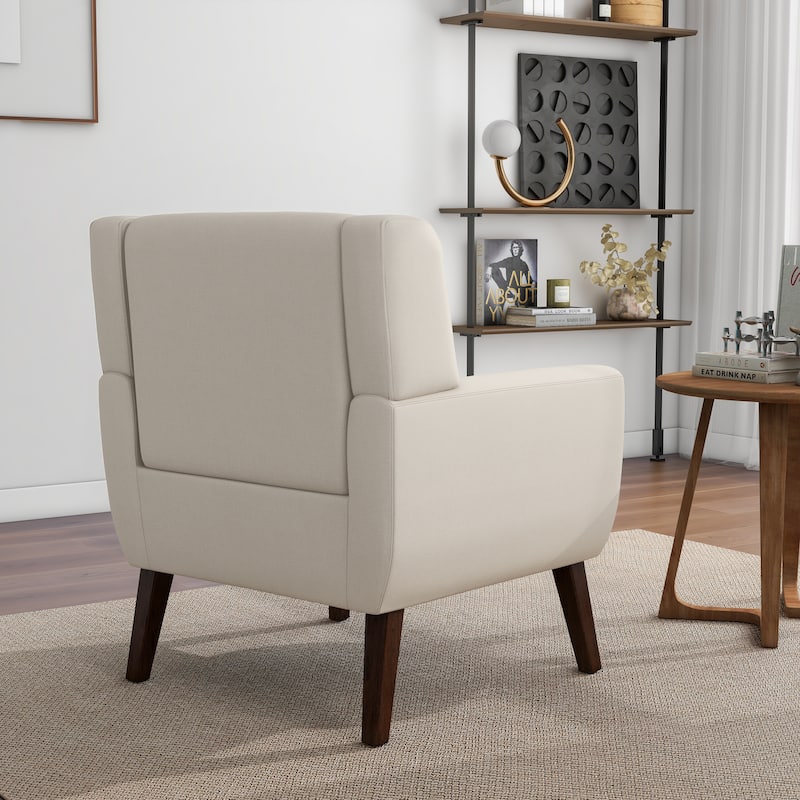 Modern Accent Chair Cotton Linen Upholstered Chair for Living Room